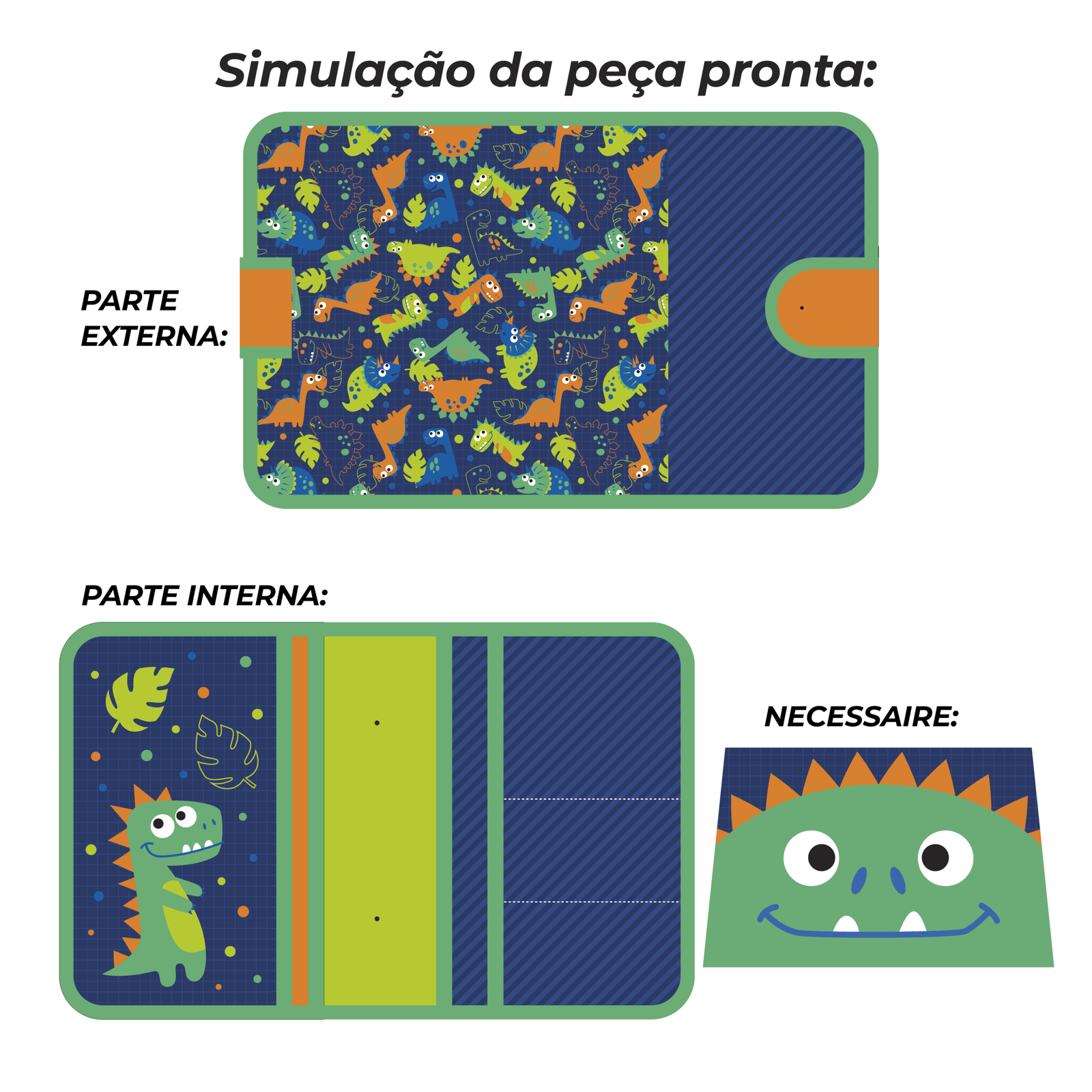 Pasta Organizadora tamanho A5 - PAINEL ESTAMPADO - DINOSSAURO - Imagem 3