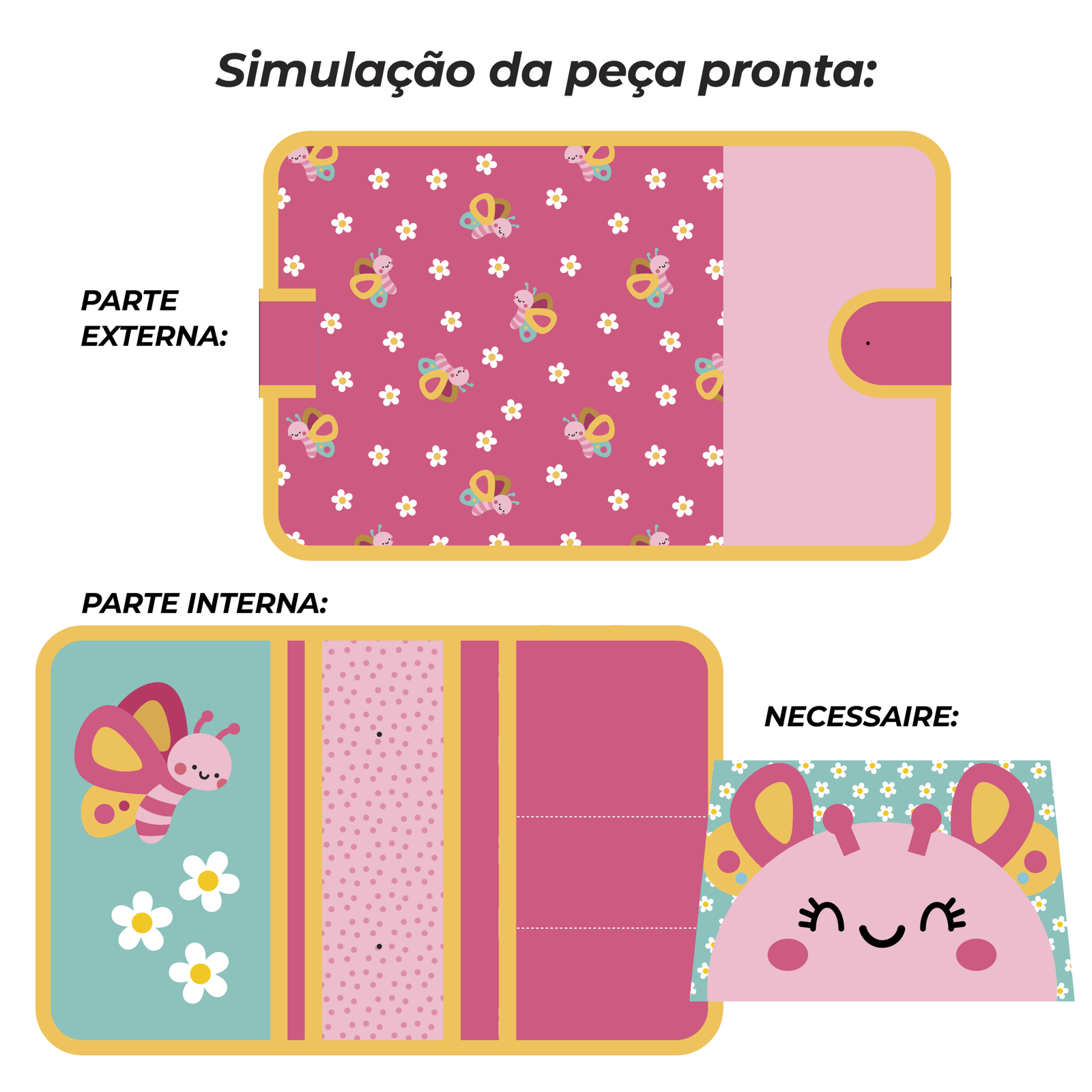 Pasta Organizadora tamanho A5 - PAINEL ESTAMPADO - BORBOLETA - Imagem 3