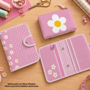 Pasta Organizadora tamanho A5 - PAINEL ESTAMPADO - FLOR BRANCA