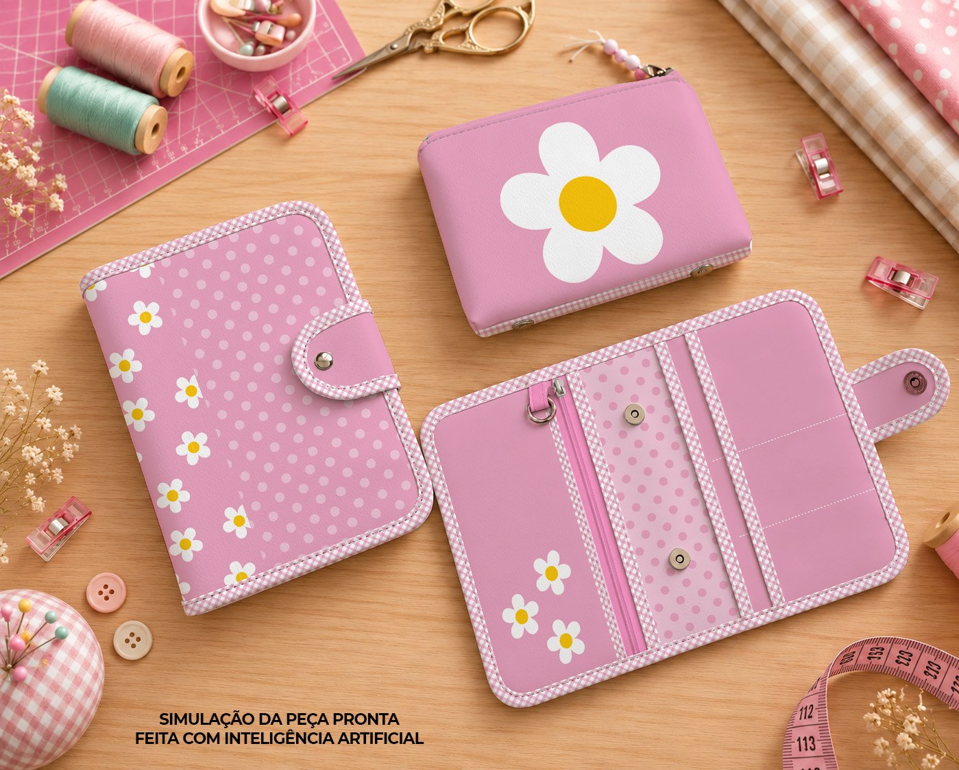 Pasta Organizadora tamanho A5 - PAINEL ESTAMPADO - FLOR BRANCA