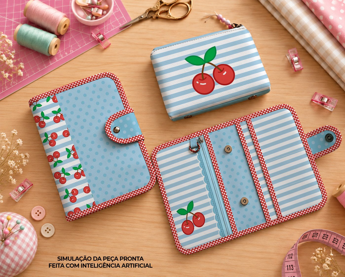 Pasta Organizadora tamanho A5 - PAINEL ESTAMPADO - CEREJA - Imagem 3