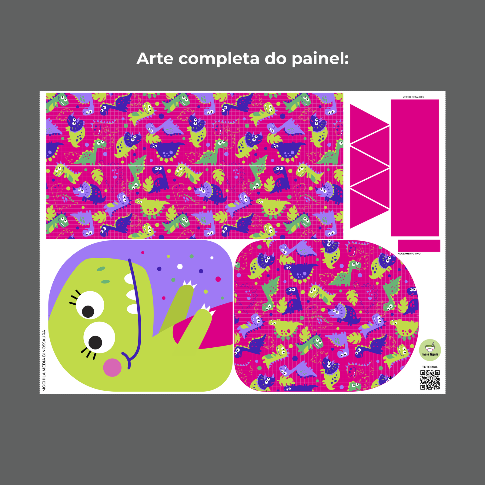 Mochila média Coleção Bichinhos - PAINEL ESTAMPADO - Imagem 17