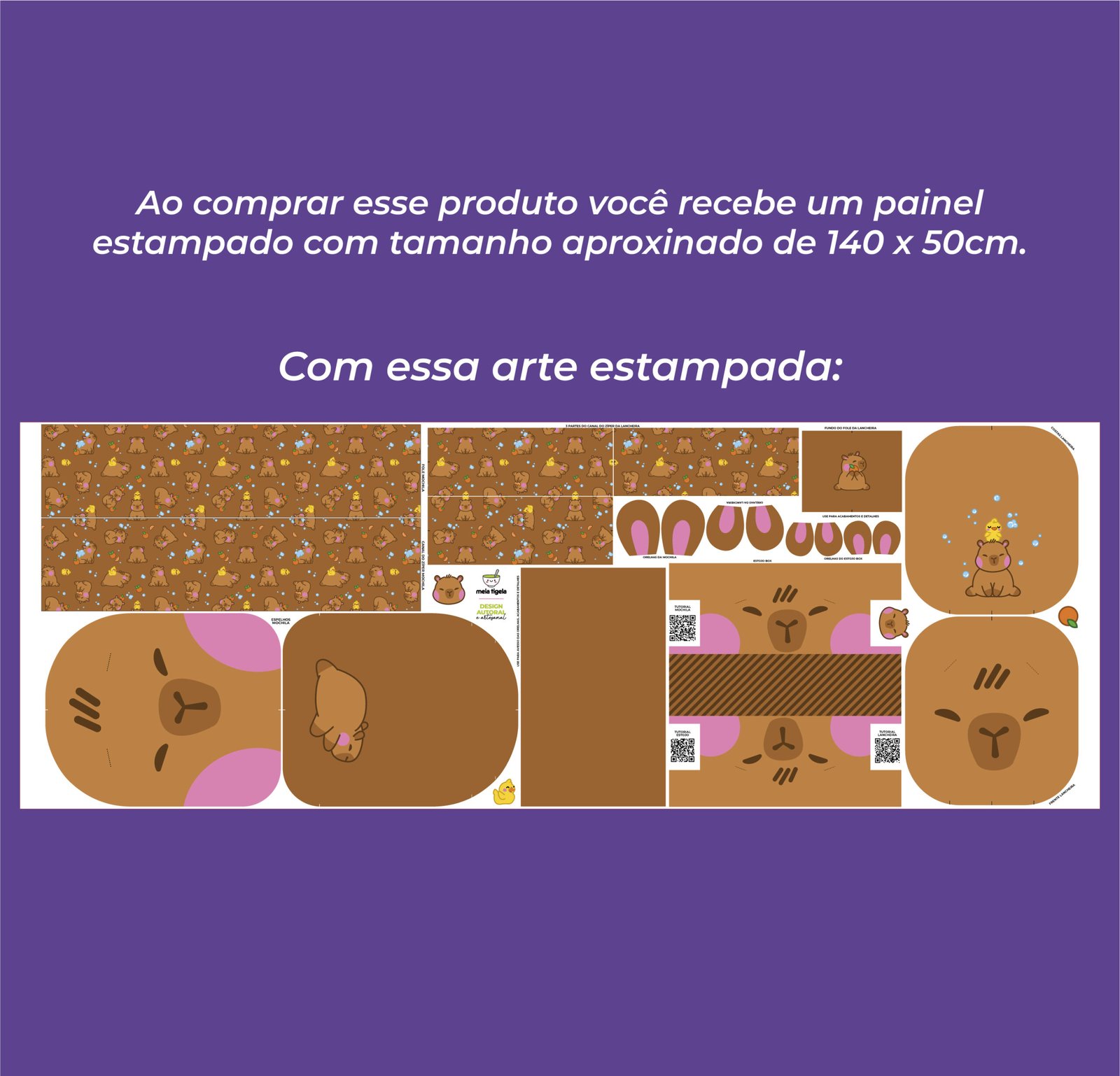 Painel Passeio - estampa CAPIVARA (rende 3 peças) - Imagem 13