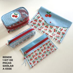Kit Escolar Plástico - Painel estampado - CEREJA