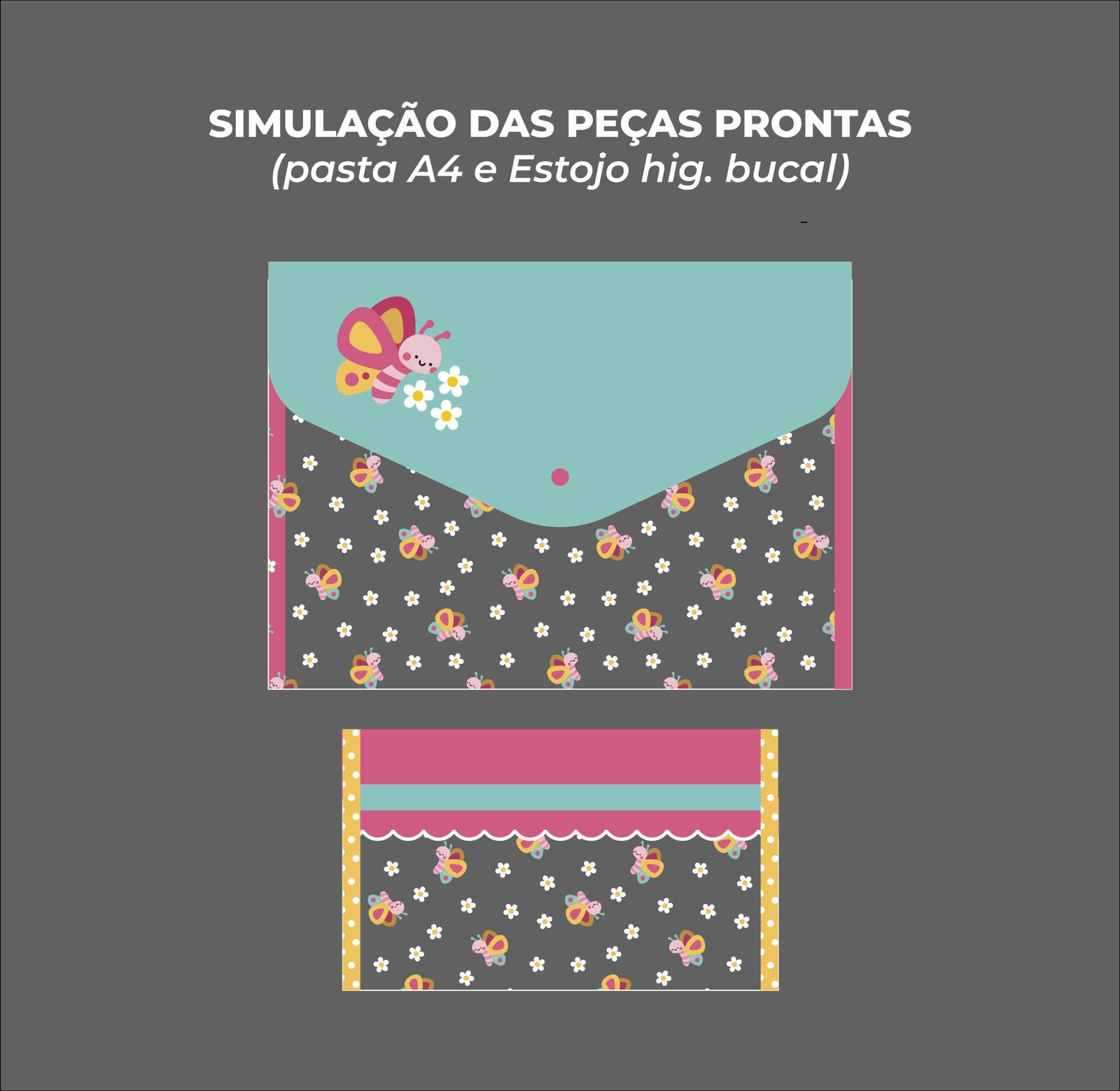 Kit Escolar Plástico - Painel estampado - BORBOLETA - Imagem 6