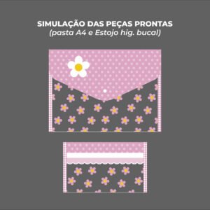 Kit Escolar Plástico - Painel estampado - FLOR BRANCA - Imagem 6