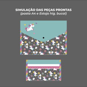 Kit Escolar Plástico - Painel estampado - UNICÓRNIO - Imagem 6