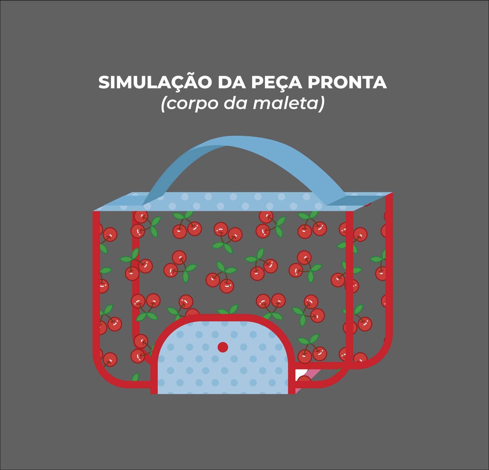 Maleta Ângela - Painel estampado - CEREJA - Imagem 7