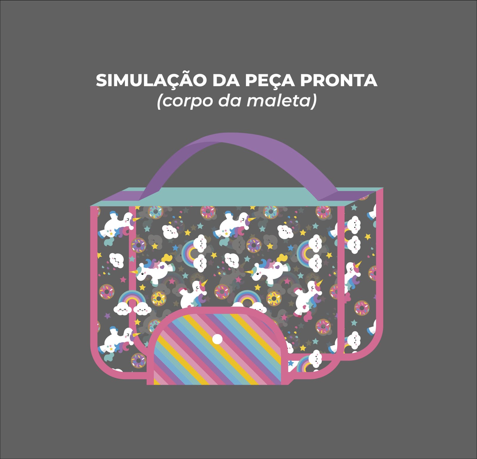 Maleta Ângela - Painel estampado - UNICÓRNIO - Imagem 2