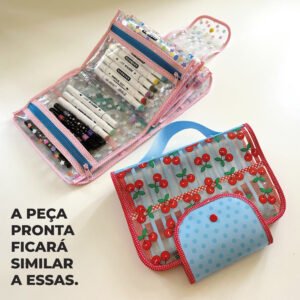 Maleta Ângela - Painel estampado - CEREJA