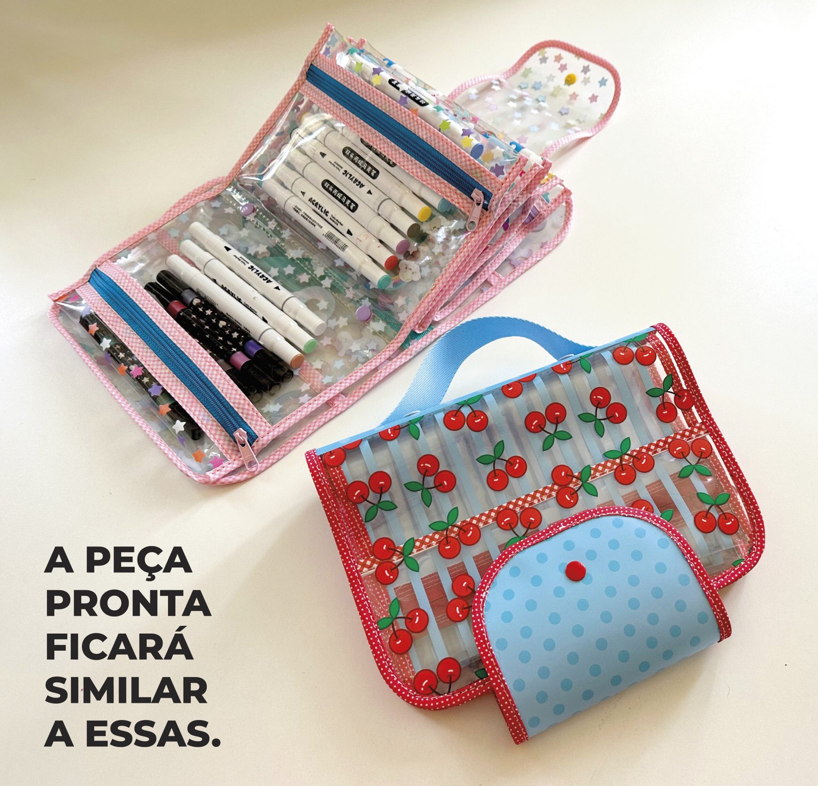 Maleta Ângela - Painel estampado - CEREJA