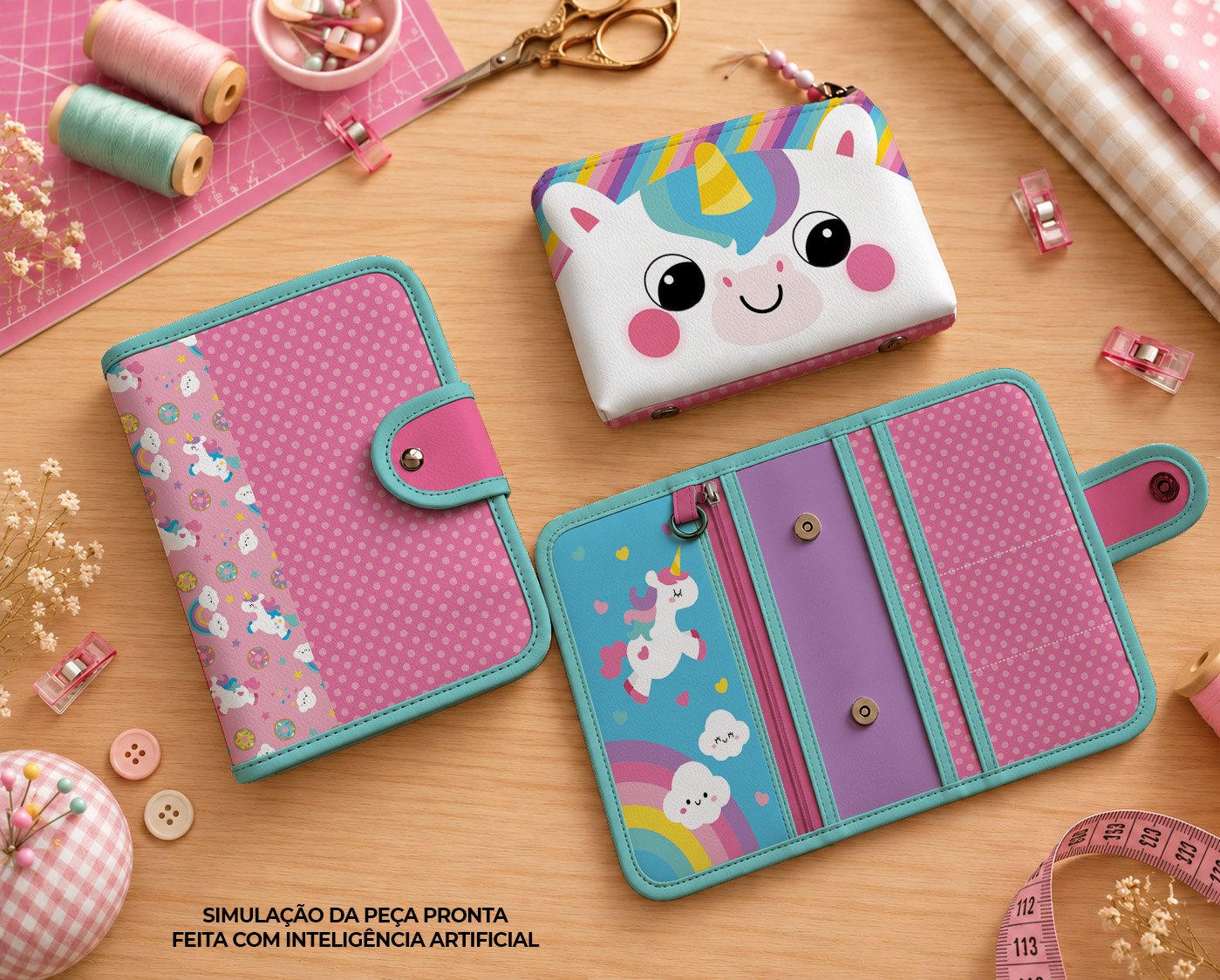 Pasta Organizadora tamanho A5 - PAINEL ESTAMPADO - Unicórnio